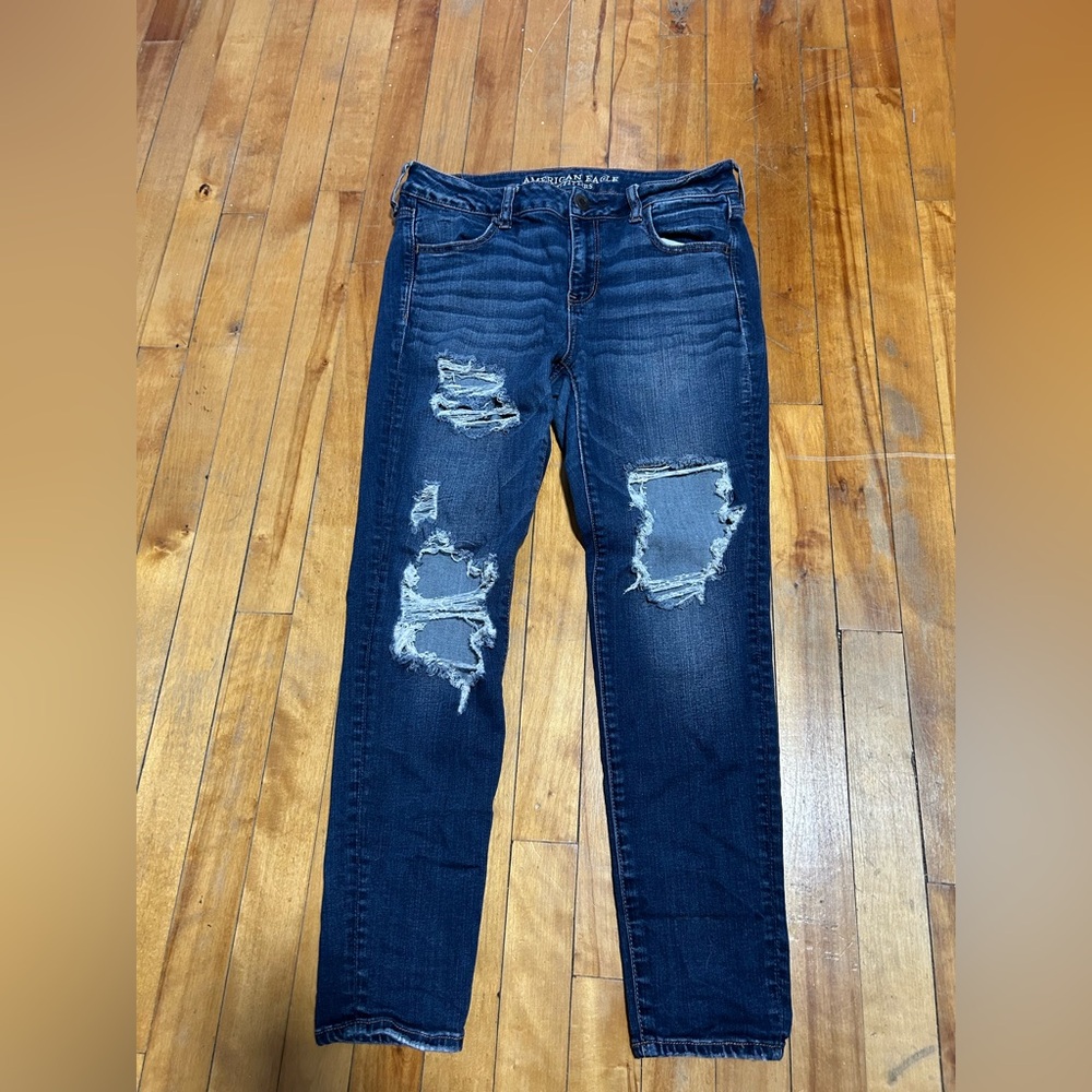 American Eagle Outfitters Dark Blue Ripped Skinny Jeans